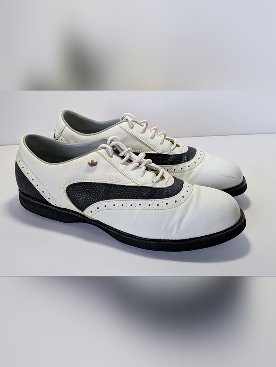 adidas Other - Men’s Adidas Leather Saddle Golf Shoes White/Black Size 12 Wingtip Oxfords